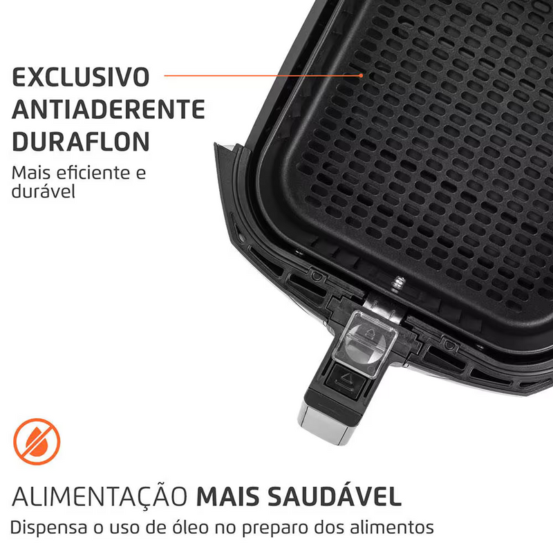 Fritadeira Elétrica Sem Óleo Air Fryer Mondial AFN40BI Family Inox 4L - Preta/Inox