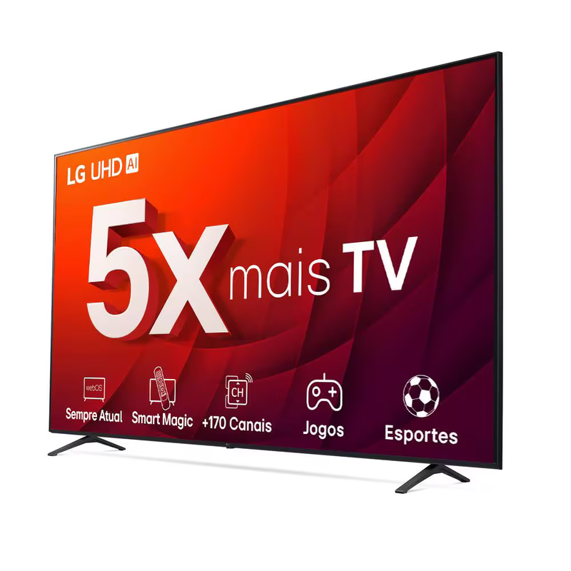 Smart TV 50" LG 4K Ultra HD 50UR8750PSA com processador ThinQ AI, sistema operacional WebOS 23, Wi-Fi, Bluetooth e Alexa built in