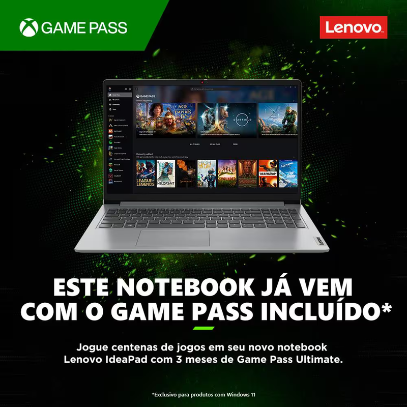 Notebook Lenovo IdeaPad 1i Intel Core i5 12° Geração 8GB RAM 512GB SSD Tela HD 15,6" Windows 11 - 82VY000QBR