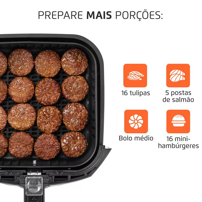 Fritadeira Elétrica Sem Óleo Air Fryer Mondial AFN40BI Family Inox 4L - Preta/Inox