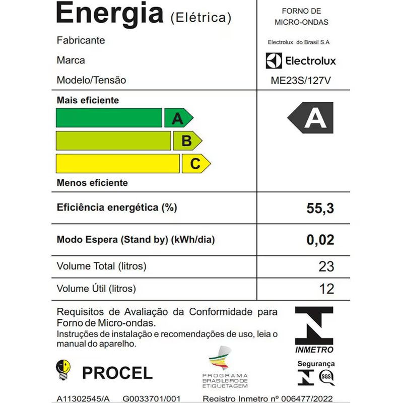 Forno de Micro-ondas Electrolux Efficient ME23S com Função Manter Aquecido Prata - 23L